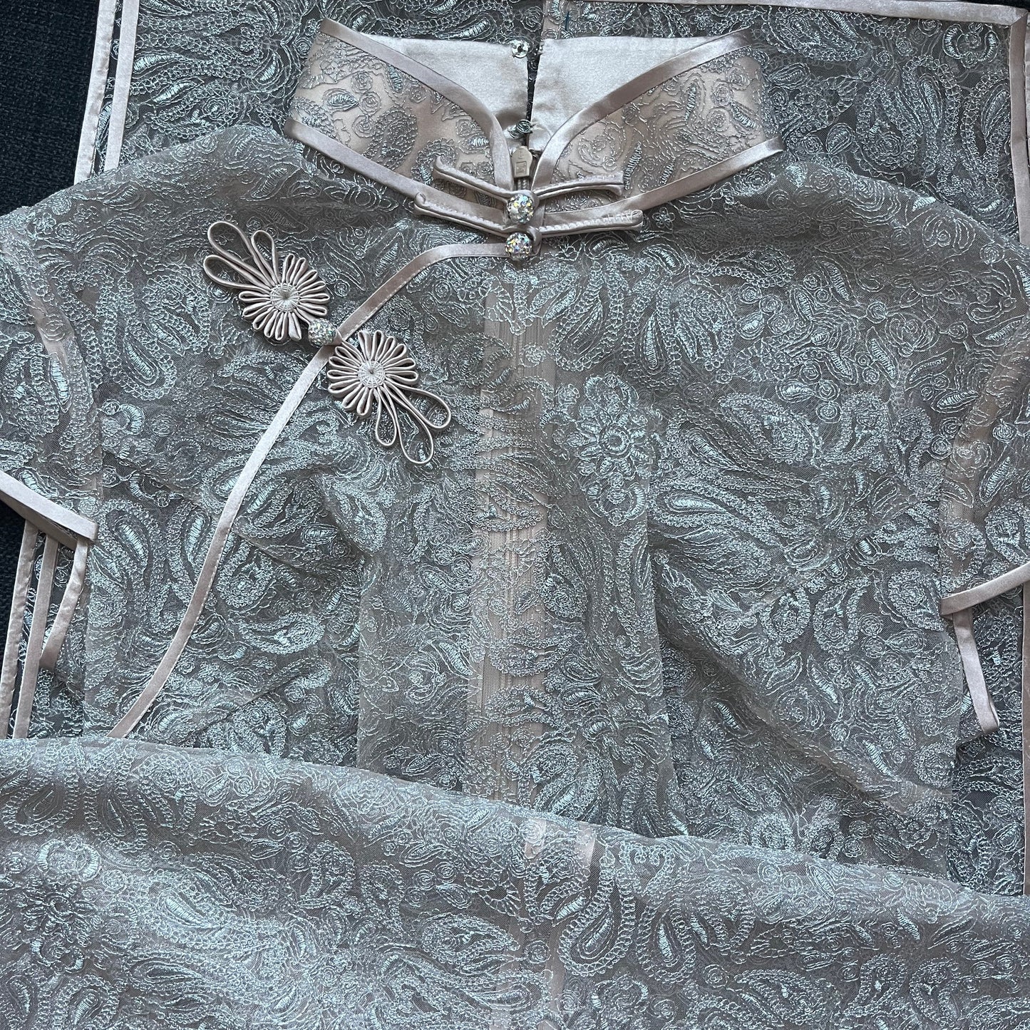 cap sleeve long length cheongsam