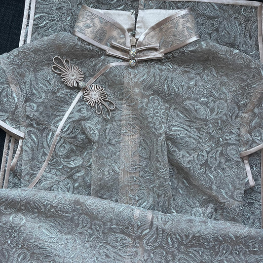 cap sleeve long length cheongsam